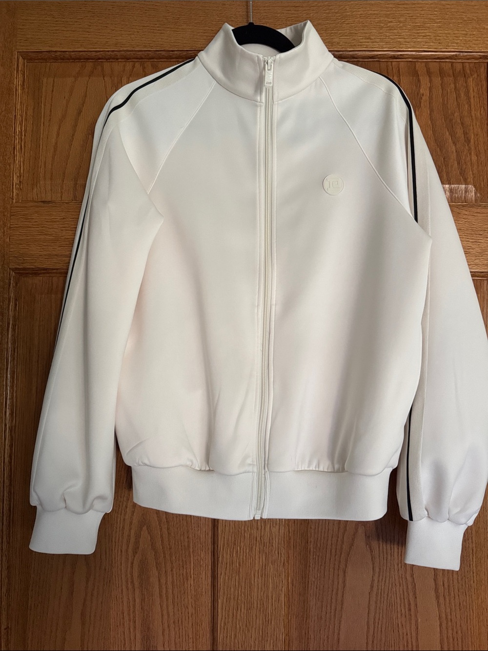 Women’s Cream Track Jacket with Contrast Stripe